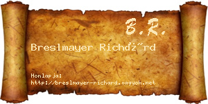 Breslmayer Richárd névjegykártya